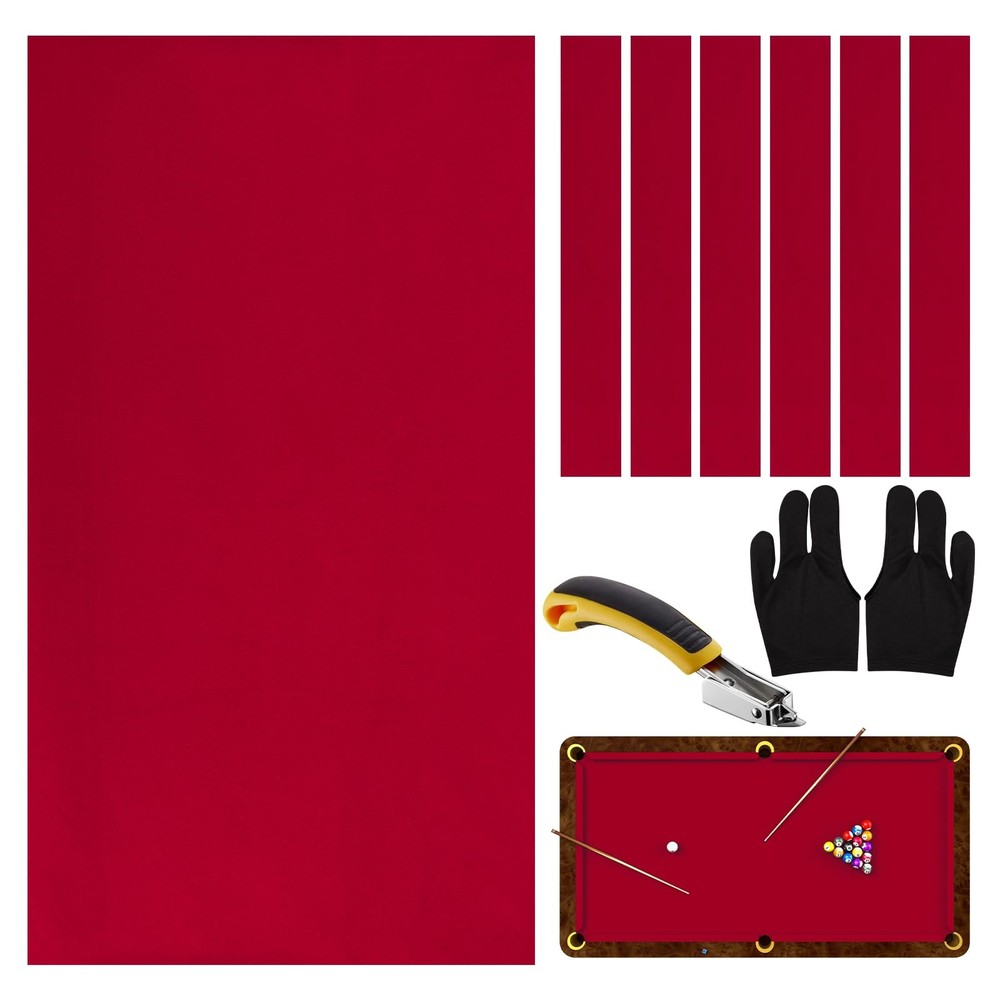 Pre-Cut Pool Table Felt Replacement Kit - 8Ft Billiard Cloth W/Gloves, Strips &