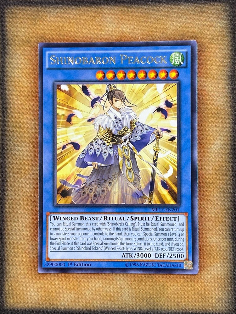 Yugioh Shinobaron Peacock MP17-EN201 1st Edition Rare Near Mint