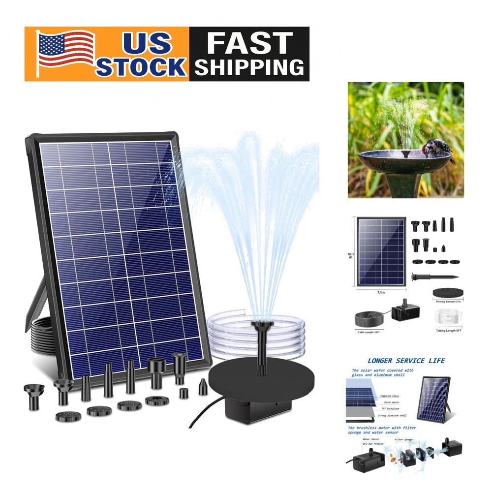 Durable Solar Water Pump with Spray Nozzles for Ponds & Bird Baths