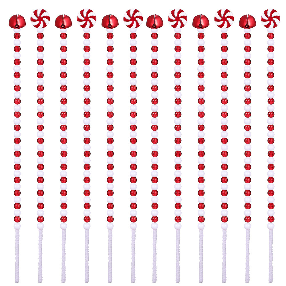 20 Pcs Christmas Candy Decorations Christmas Tree Sticks Bell Ornaments Home
