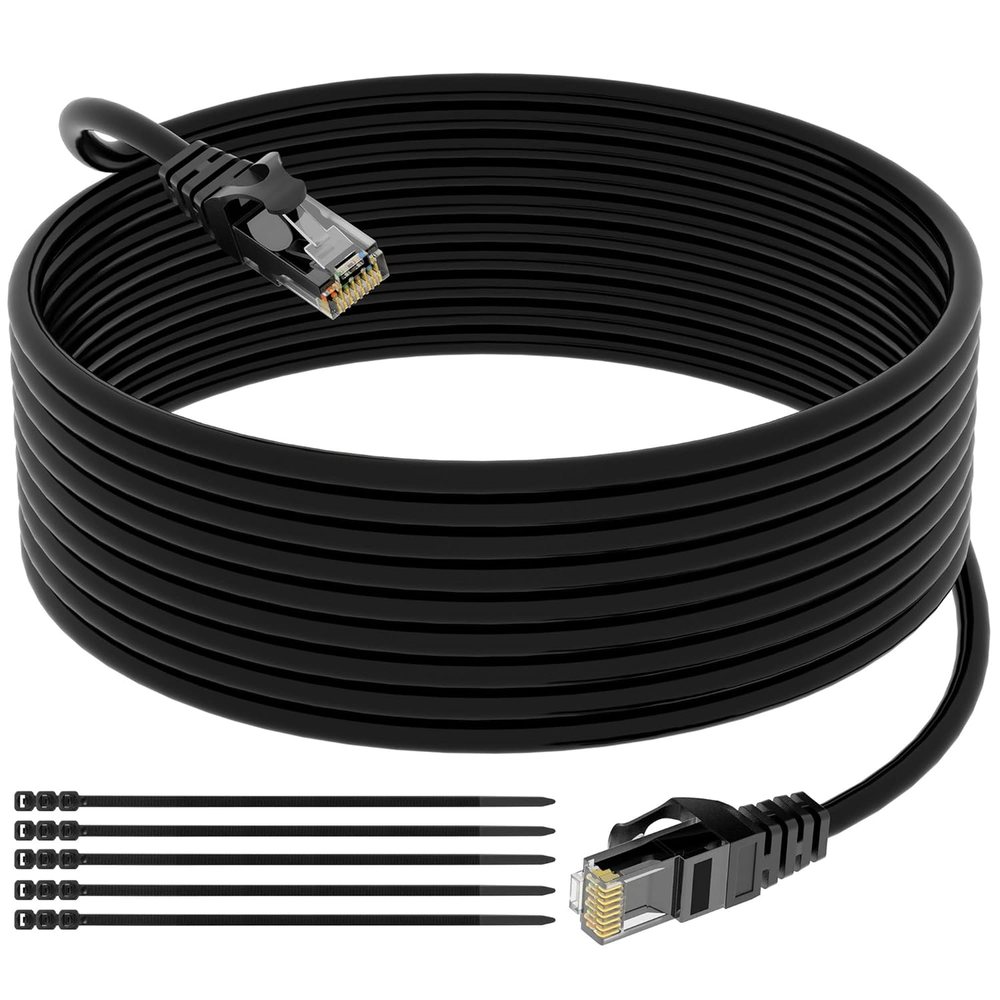 Cat 6 Outdoor Ethernet Cable 150 Ft, Heavy Duty Patch Cord Suppot POE Cat6 Cat5E
