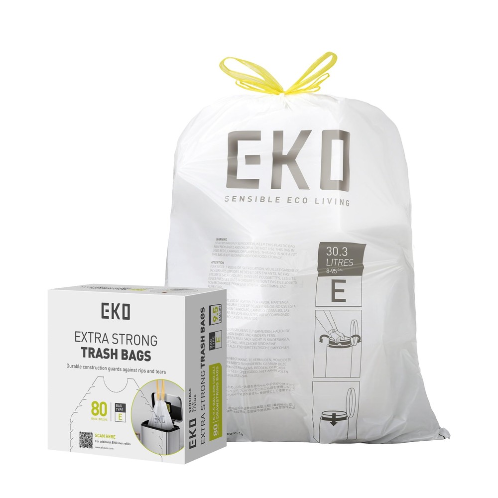 Rollo de fácil dispensación 80 unidades extra fuerte cordón alto bolsa de basura de cocina, 8...