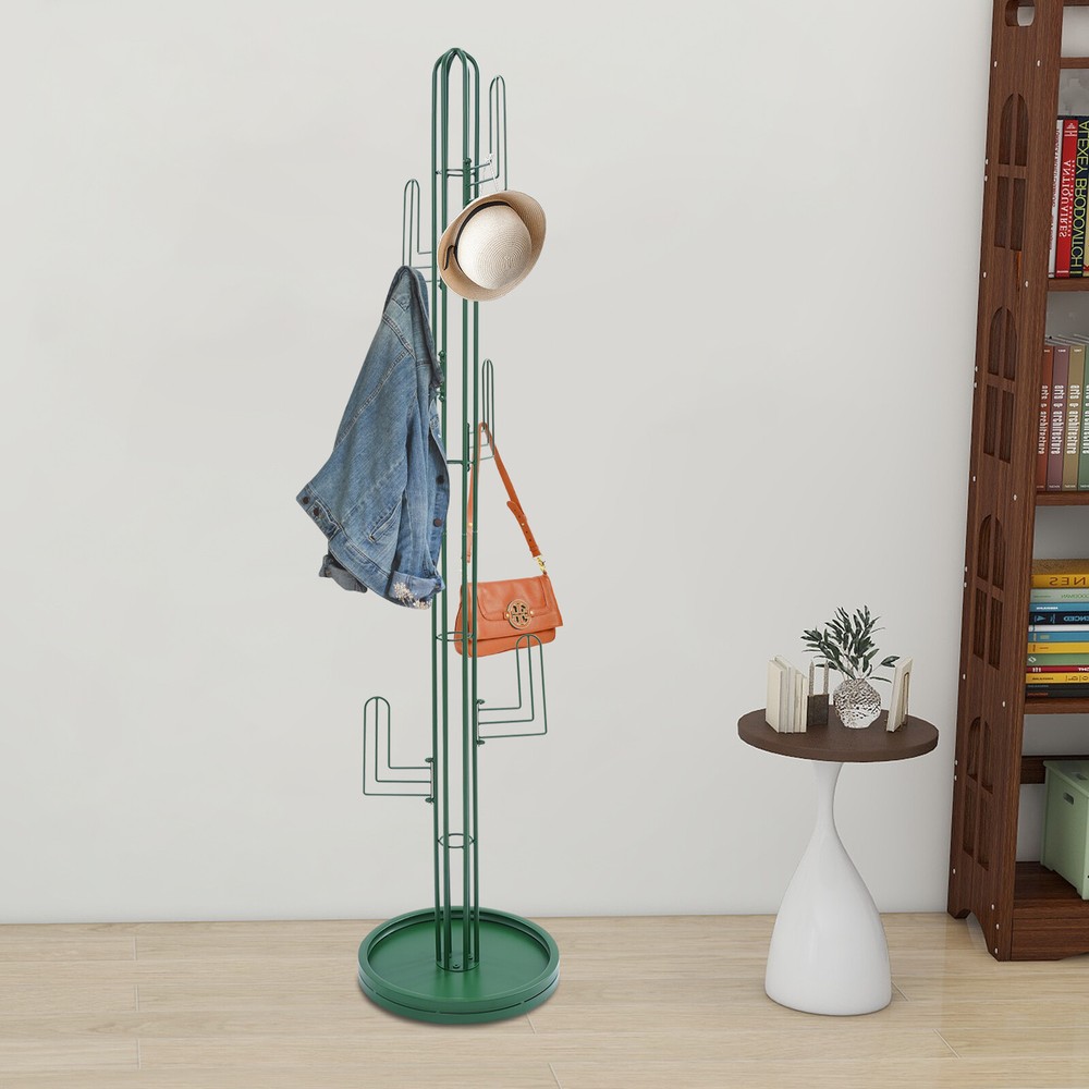 Freestanding Green Cactus Clothing Rack Stand Coat Hanger Organizer-image