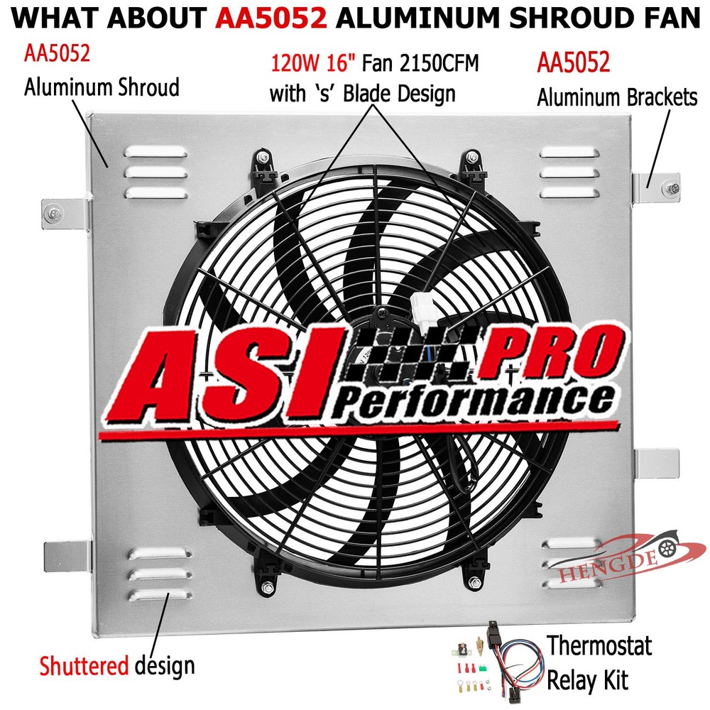 Aluminum Shroud Fan+Relay For 2018-22 Jeep Wrangler 2.0L 2020-22 Gladiator 3.0L