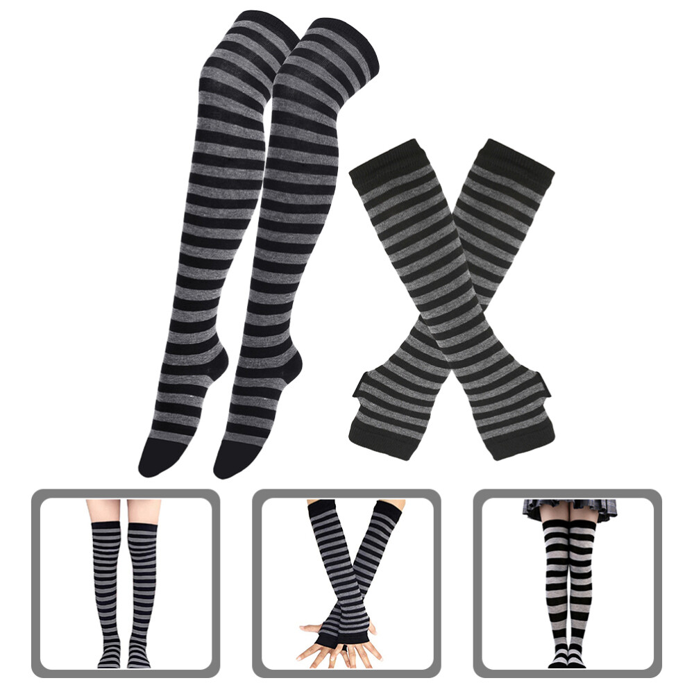 Thigh Socks Striped Leg Warmers for Women Glove Stockings Covers Women's Man