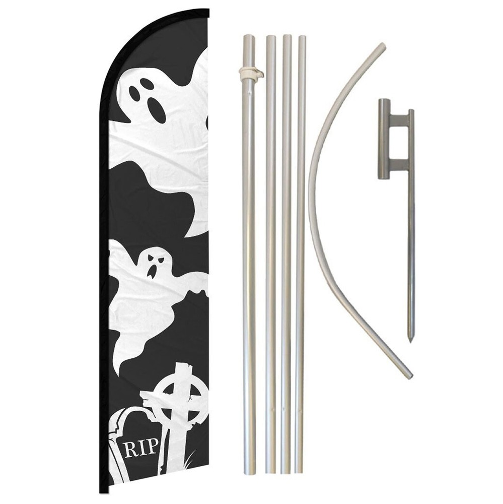 Halloween Ghost Swooper Feather Flutter Flag Decor for Spooky Outdoor and Indoor Party Décor