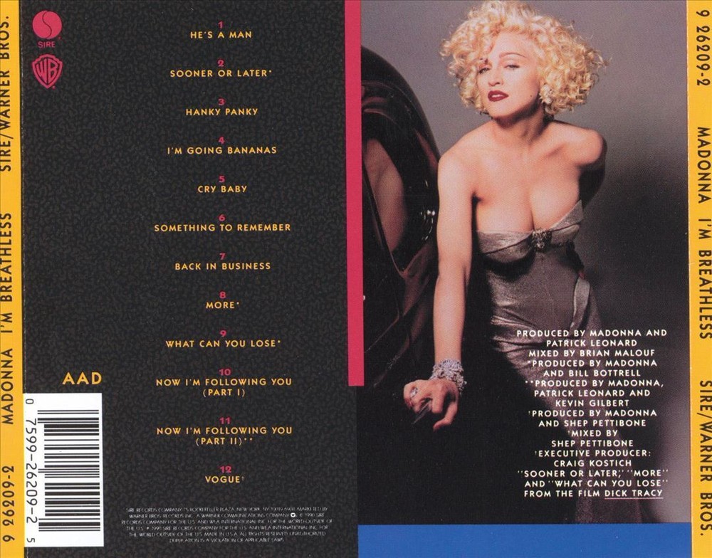 MADONNA I'M BREATHLESS [MUSIC FROM AND INSPIRED BY THE FILM DICK TRACY] NEW CD