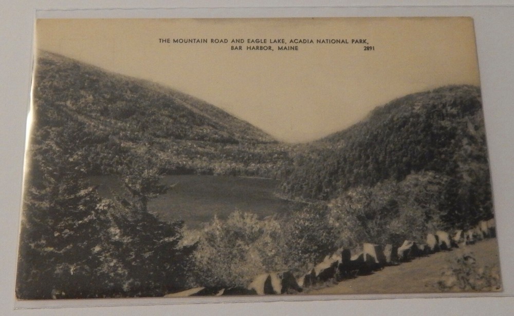 Bar Harbor ME Eagle Lake Mountain Road Acadia National Park postcard vintage