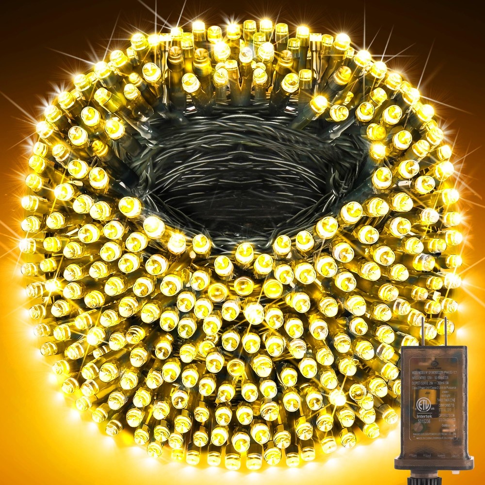 KNONEW 600ft 1500 LED String Lights Outdoor Christmas Lights 8 Modes & Timer ...
