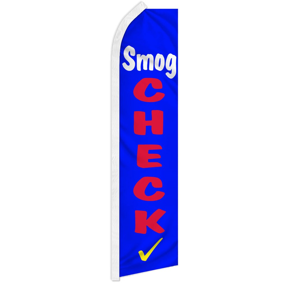 Smog Check Advertising Swooper Feather Flutter Flag - Eye-Catching Smog Test Promotion Banner for Maximum Visibility