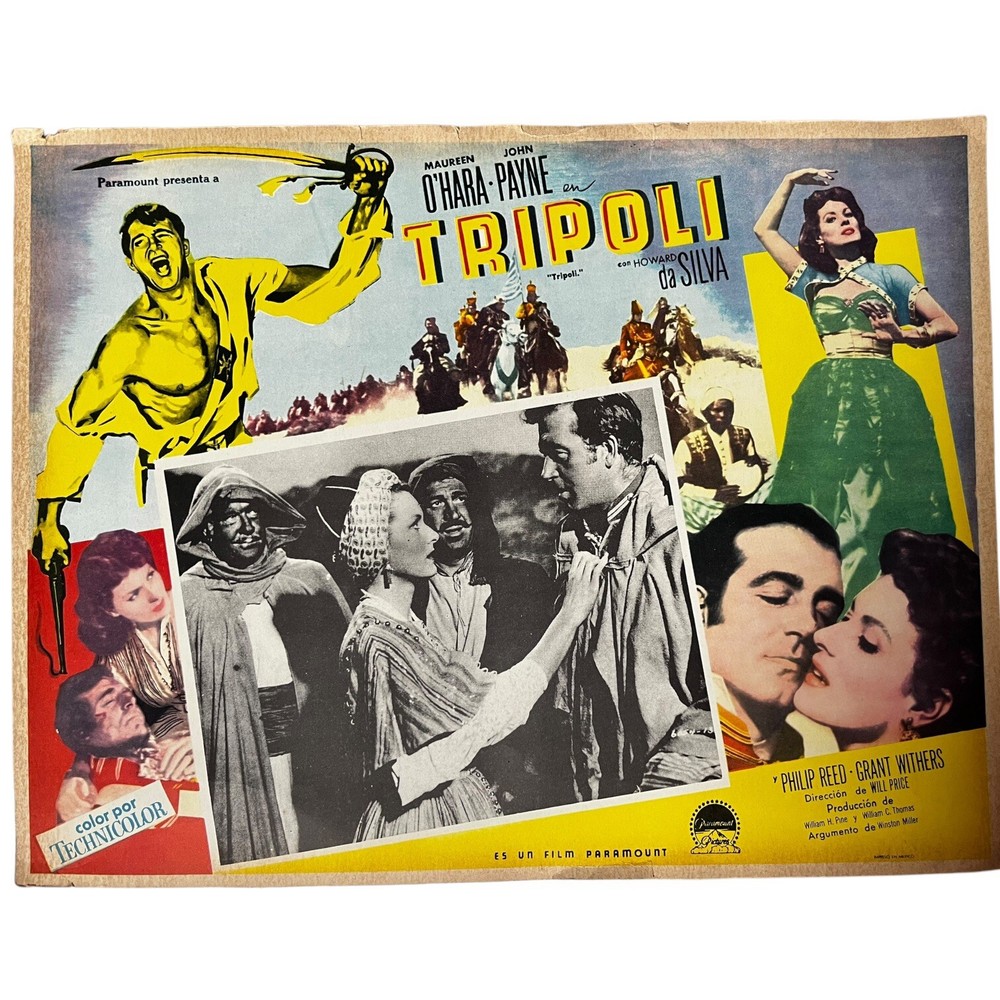 Vintage Tripoli John Payne Margaret O'Hara Mexican Movie Lobby Card