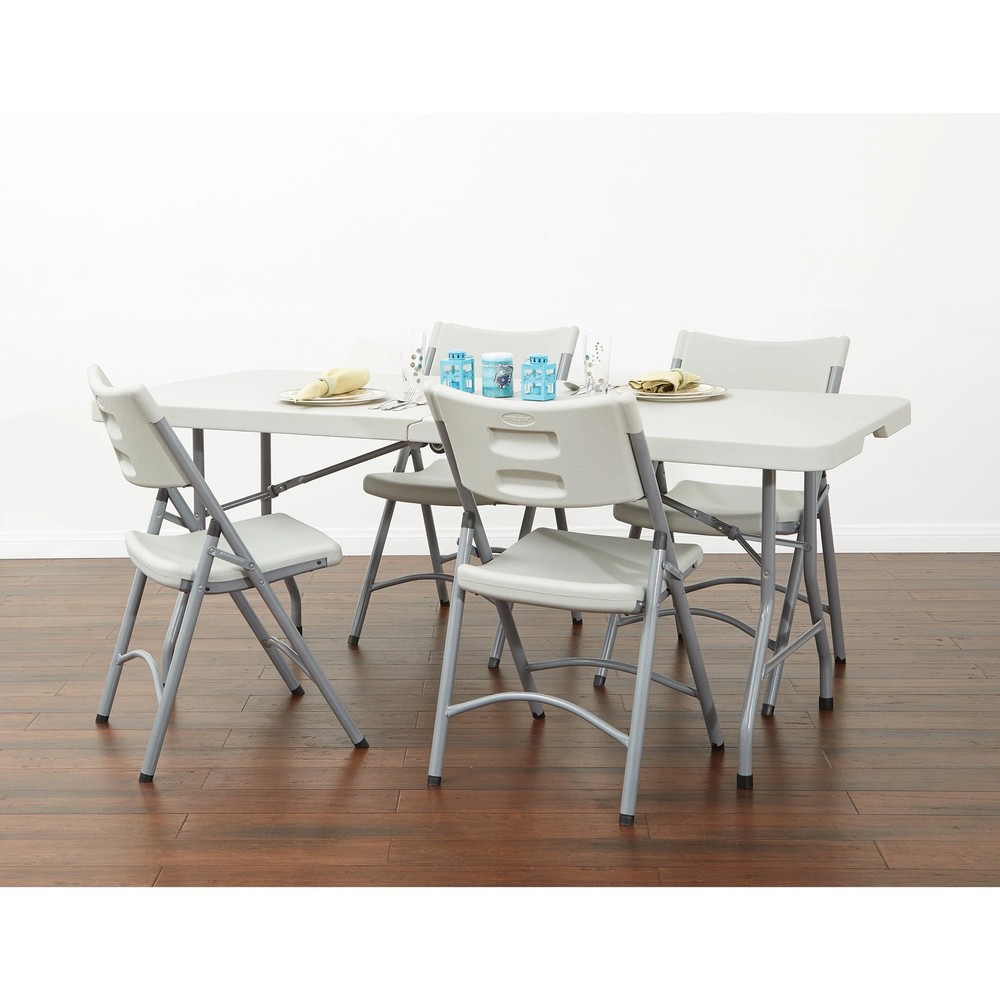 Office Star 4-Pack Lightweight Folding Plastic Chairs in Grey