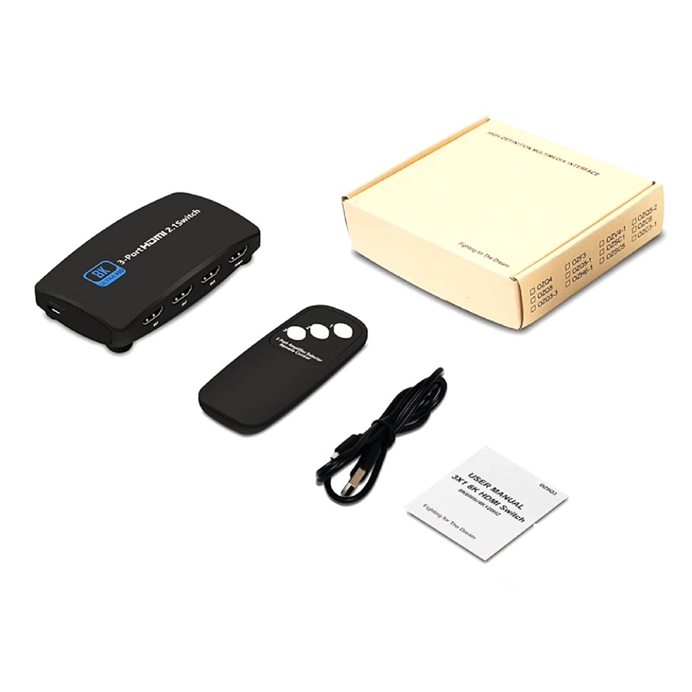 8K HDMI 2.1 Switch 3-Port 144Hz for PS5 Xbox PC