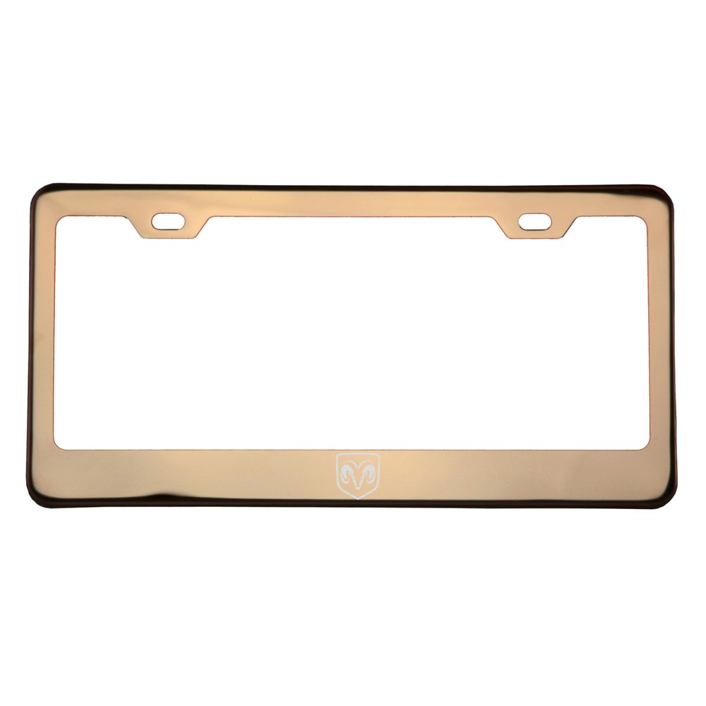 Rose Gold Laser Etched Dodge License Plate Frame in T304 Stainless Steel with Cap