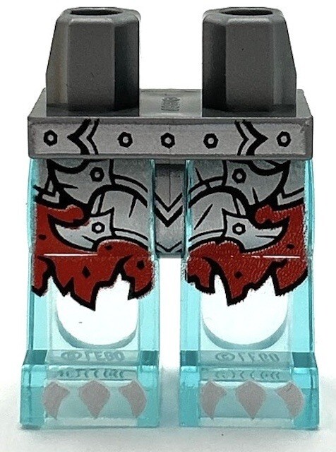 Lego Minifigure with Flat Silver Pants Trans Light Blue Legs Red Tattered Shorts