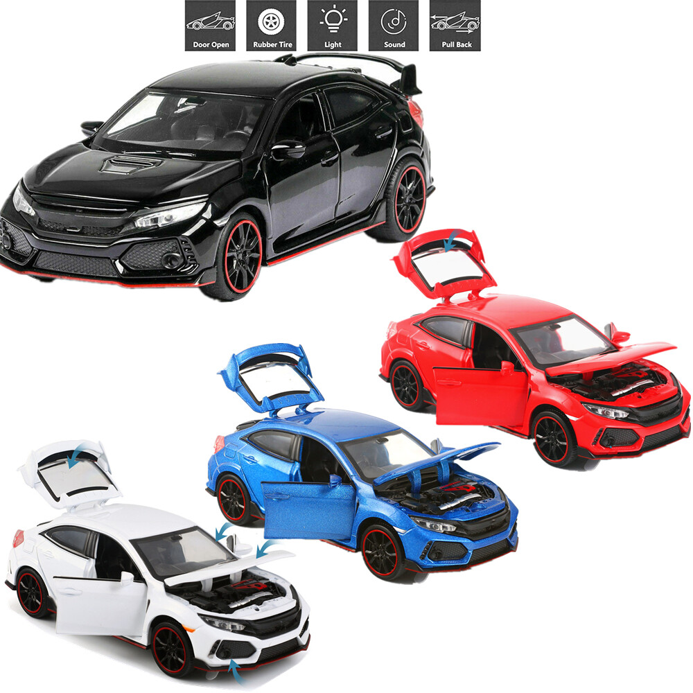 1/32 Replica Pull Back Car Model Doors Lid Openable Toy Vehicle with Sound&Light