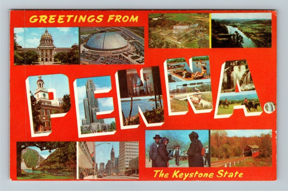 PA-Pennsylvania, Keystone State, Fun Facts, Large Letters, Vintage Postcard