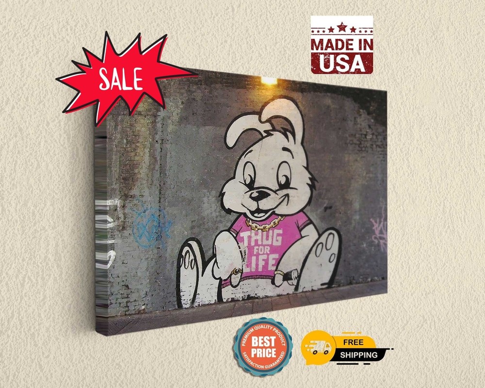 Thug Bunny Banksy Inspired Canvas Print - High Quality Wall Art Decor