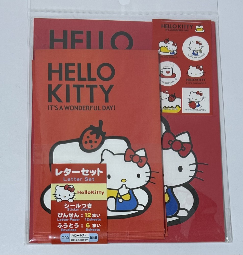 Hello Kitty Angel Food Cake Strawberry Stationery Sticker Letter Set