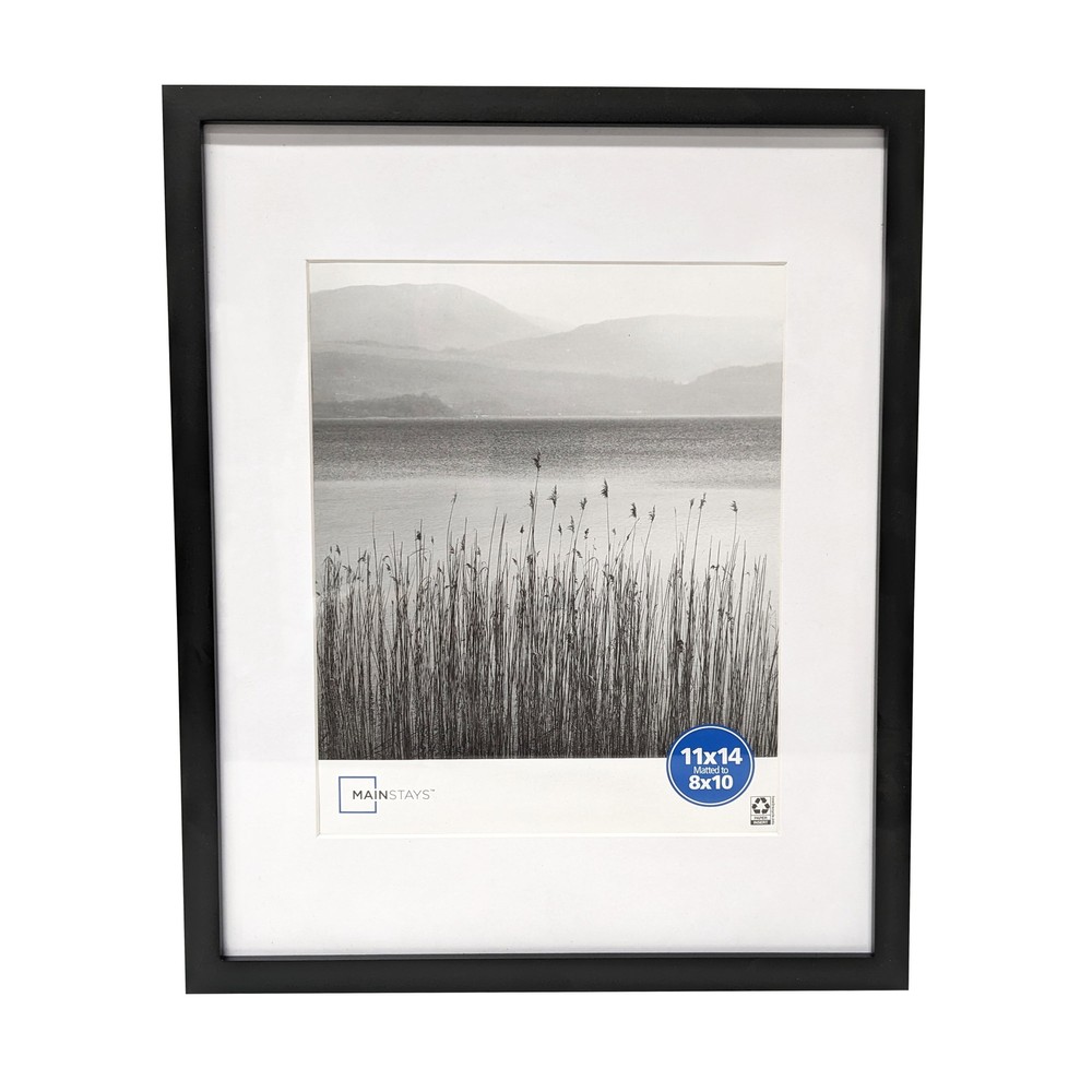 11x14 Matted to 8x10 Linear Gallery Wall Picture Frame, Black