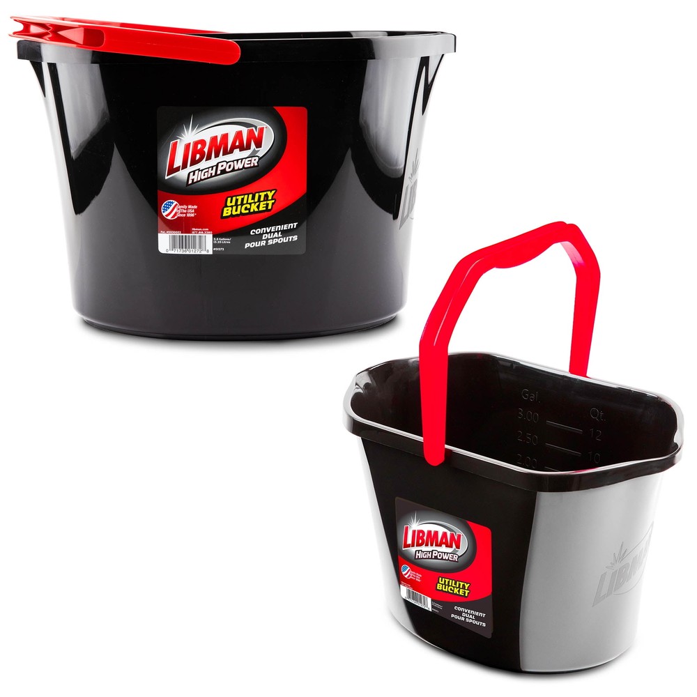 Cubo utilitario Libman 3,5 galones ovalado negro polipropileno altura 15,8