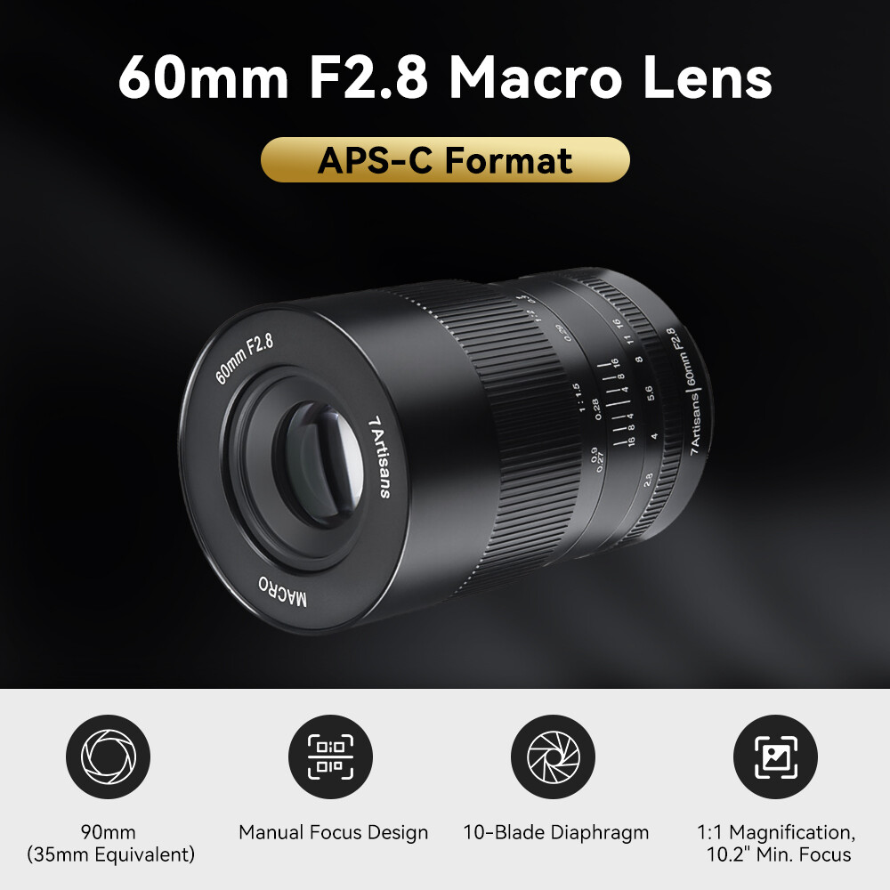 Pre-owned 7artisans 60mm F2.8 Macro Lens for Canon EOS-M Fuji Sony MFT APS-C-image