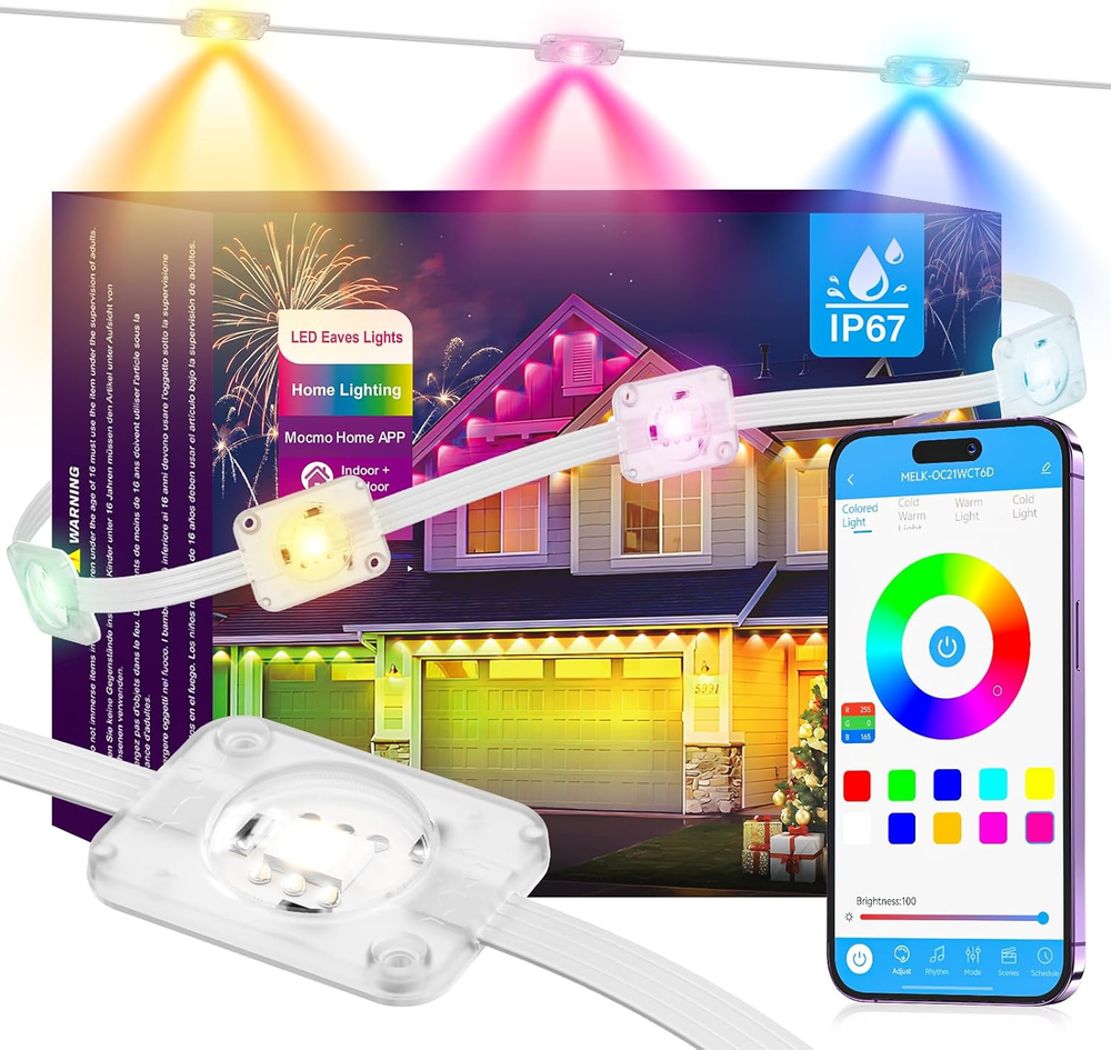 Permanent Outdoor Lights, Smart Outdoor LED String Lights,Christmas Lights RGB C