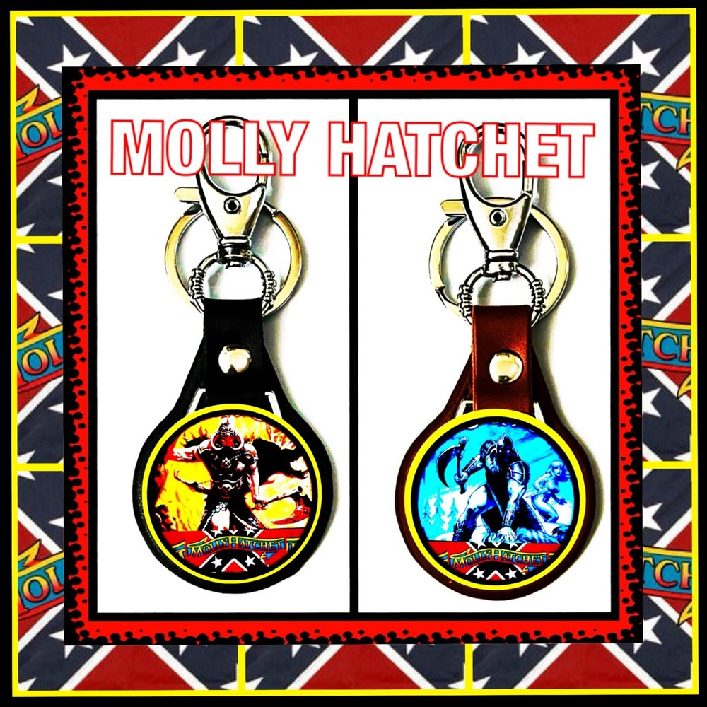 MOLLY HATCHET THE WARRIORS ART WORKS TWO LEATHER KEYCHAINS 🇺🇸🗽