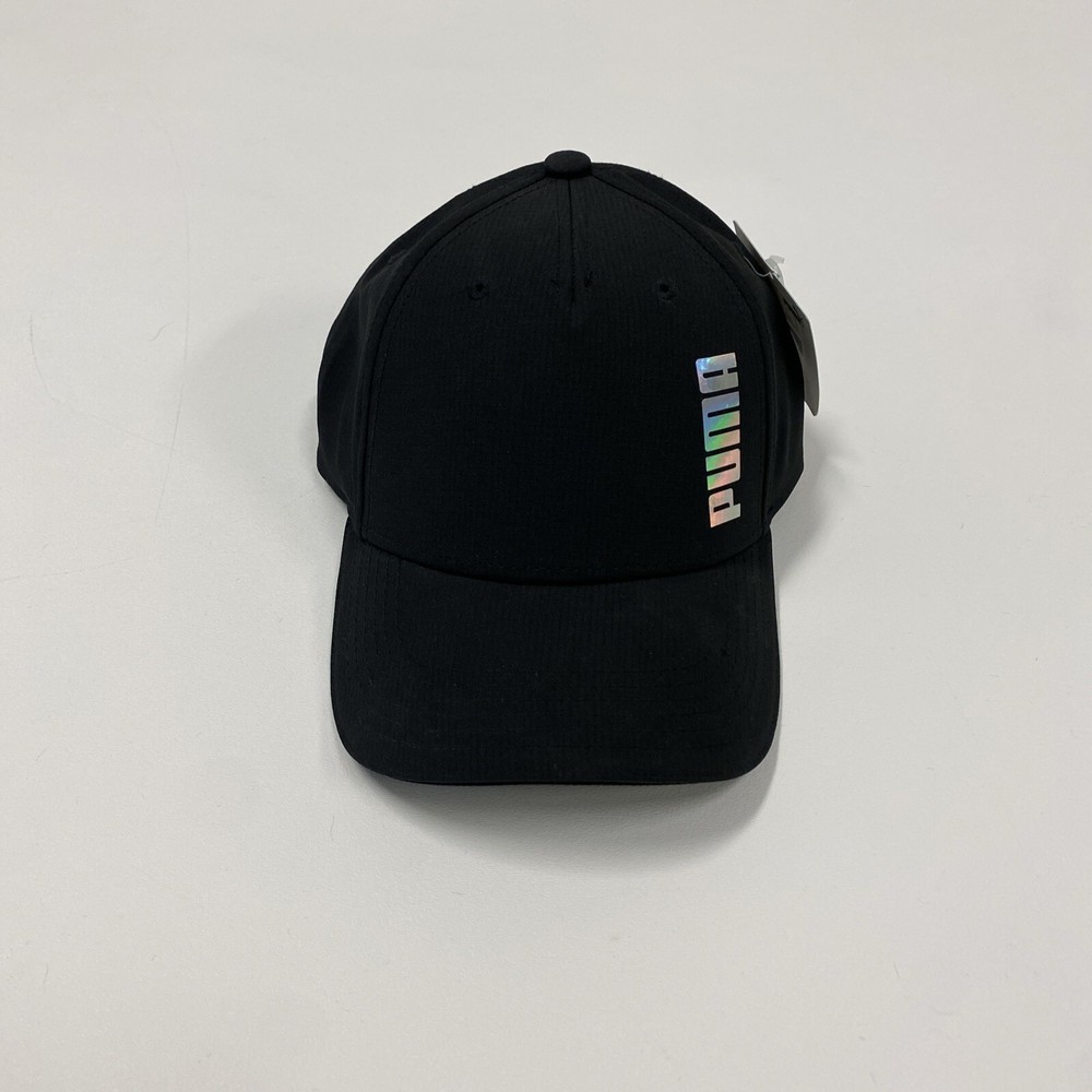 Puma Black Hat Baseball Ball Cap Adult Adjustable Buckle Sportswear Silver Logo
