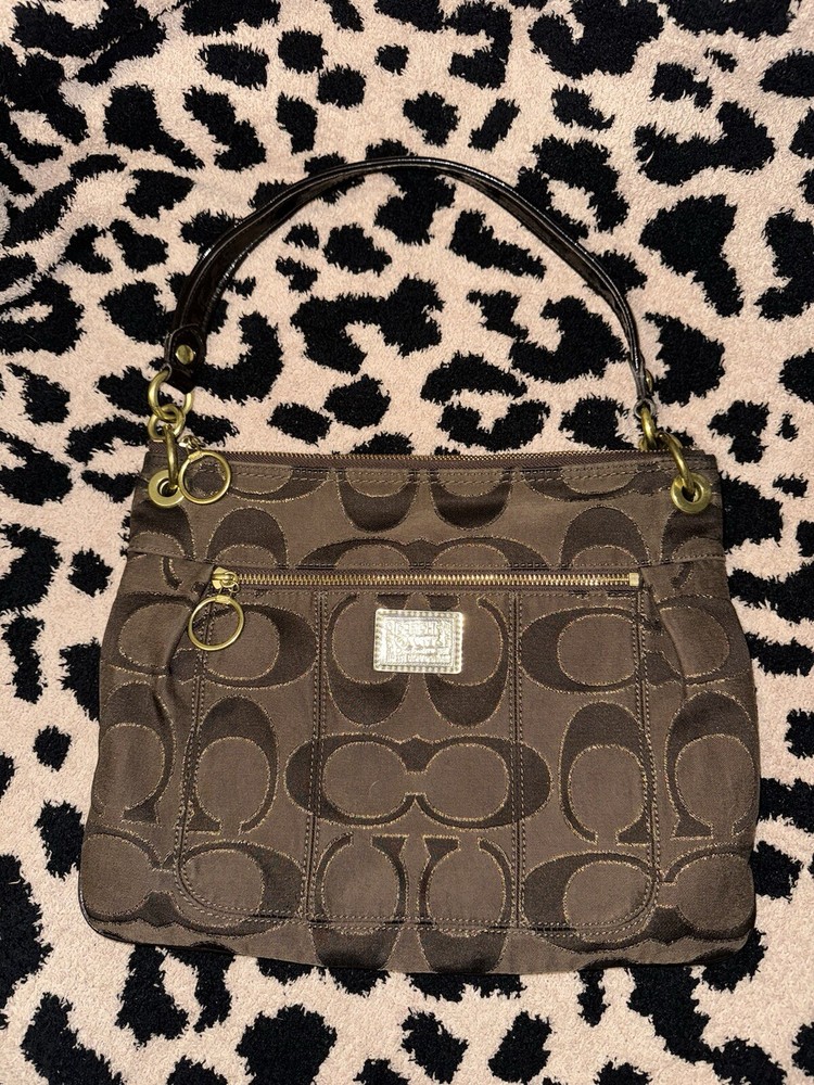 Coach  Poppy Metallic Brown & Pink  Signature C Crossbody / Hand Bag