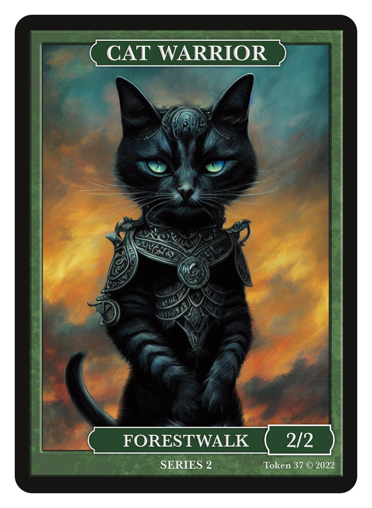 Cat Warrior 2/2 Token  Givememana Tokens Series 2  Magic the Gathering MTG