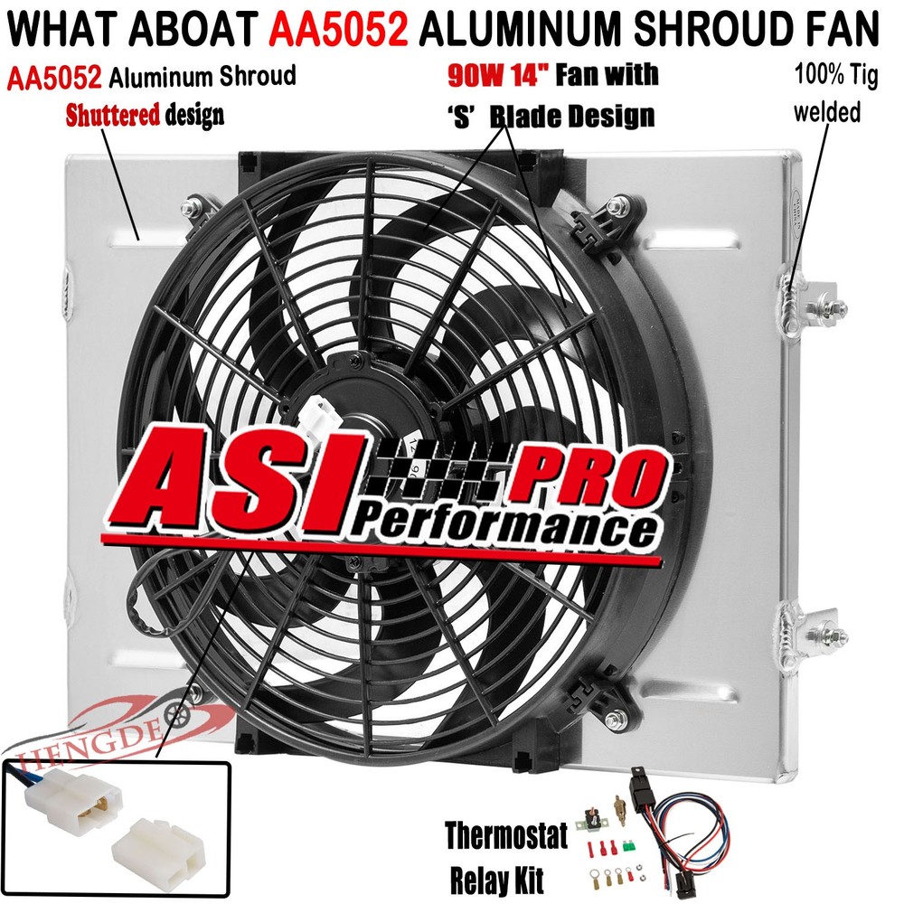 Aluminum Shroud + 14'' Fan + Relay For 1962-1967 1966 Chevy Nova II Inline CC255