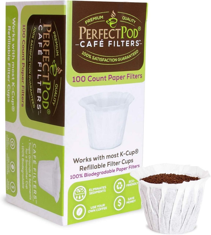 Eco-Friendly Cafe Filters Paper Liners for Reusable K Cups Perfect 100-Count