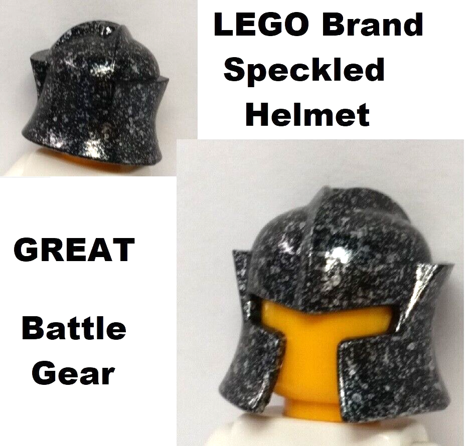 LEGO Minifigure Black and Silver Speckled Helmet Cheek Protection Battle Armor