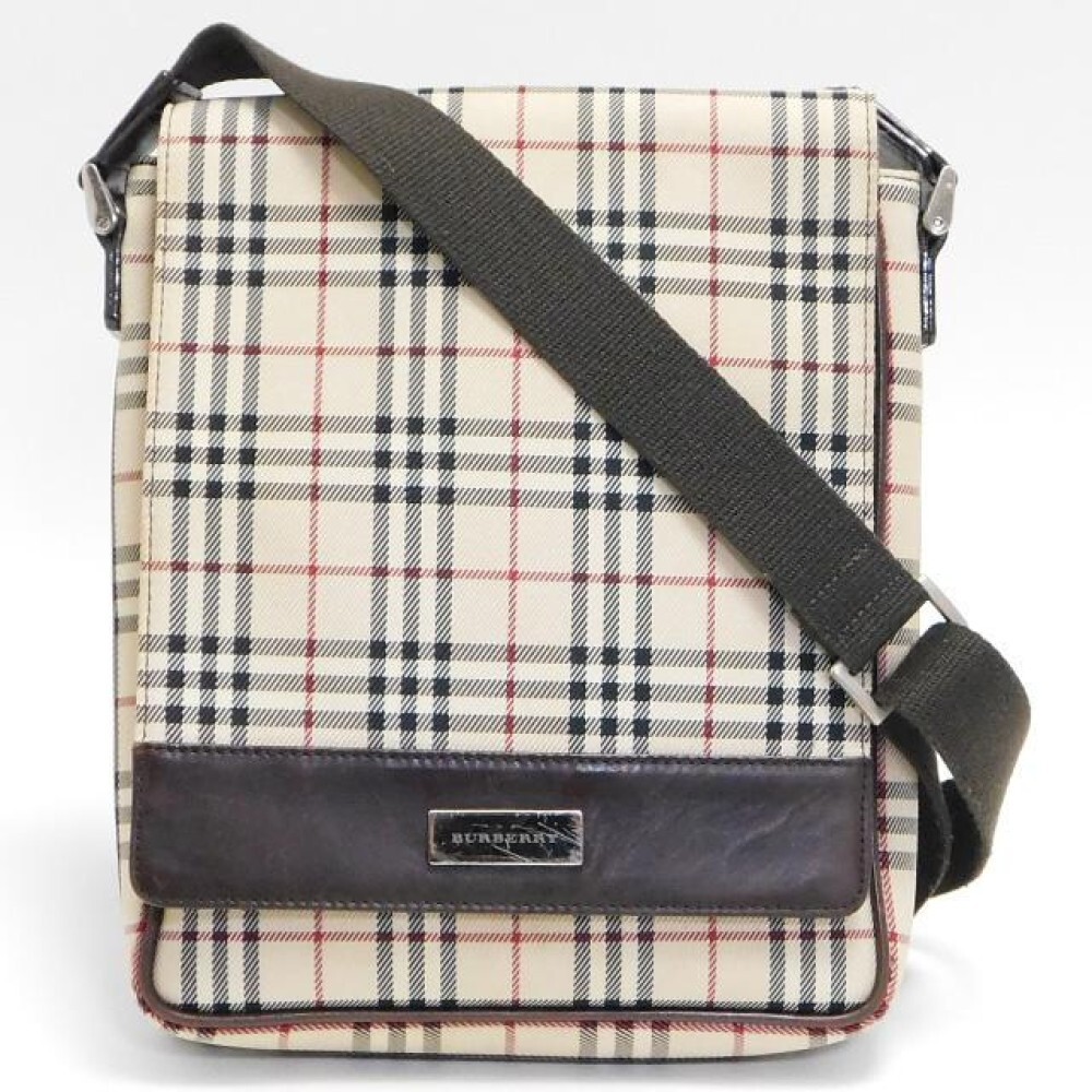 Burberry Shoulder Bag Nova Check Canvas Beige Authentic F1114642