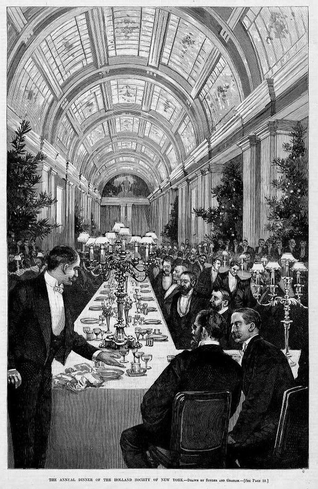 Holland Society of New York 1890 Annual Dinner Fashion Architecture Lamps Tables History