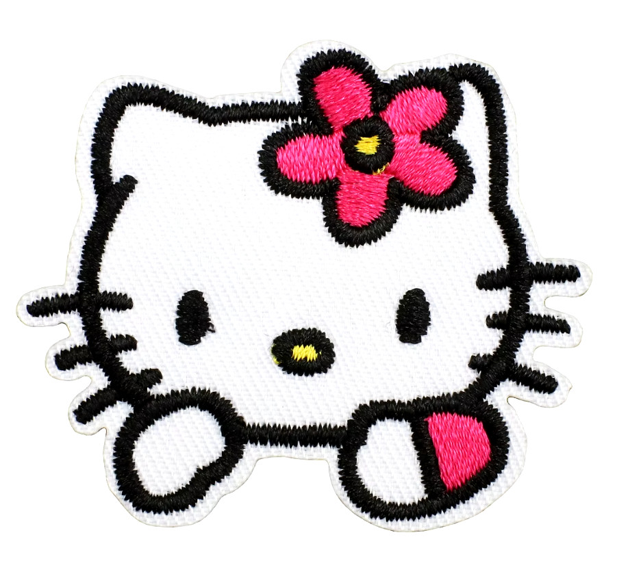 HELLO KITTY with Pink Bow - Iron-On Embroidered Patch
