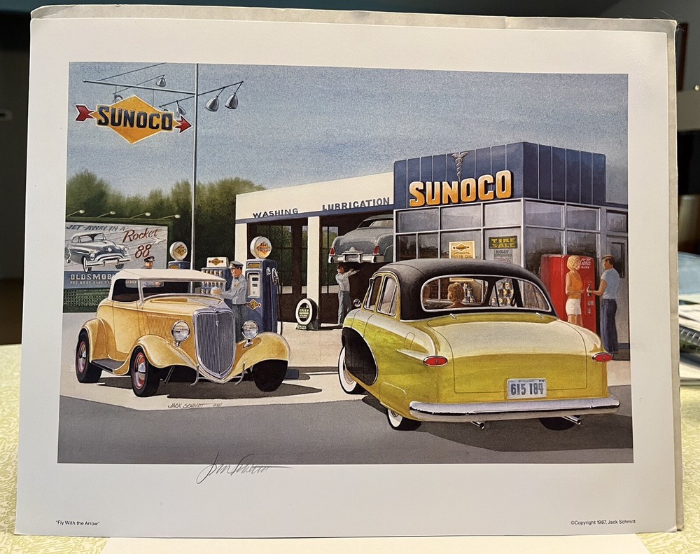 Fly With The Arrow by Jack Schmitt Double Signed 1987 “Sunoco” 14” x 11”