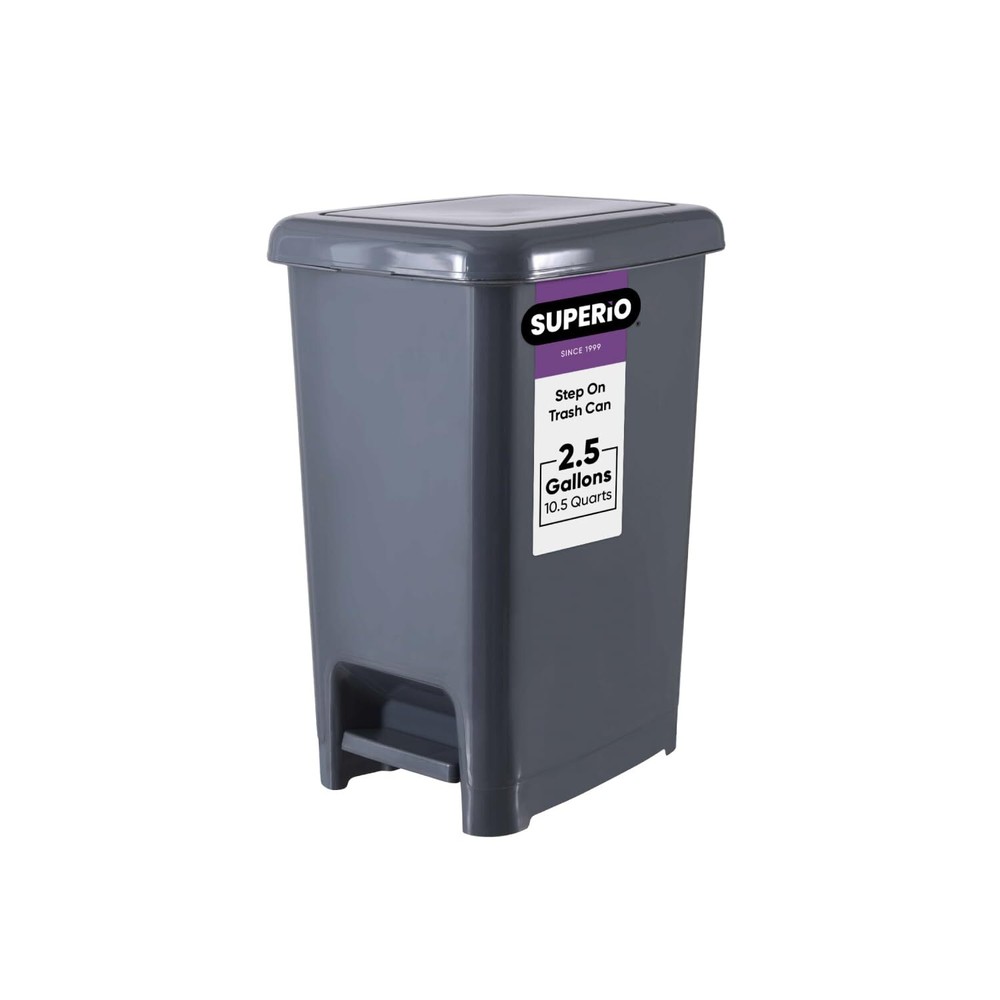 Slim Trash Can with Foot Pedal – 2.5 Gallon Step-On Trash Can, Garbage Can, S...