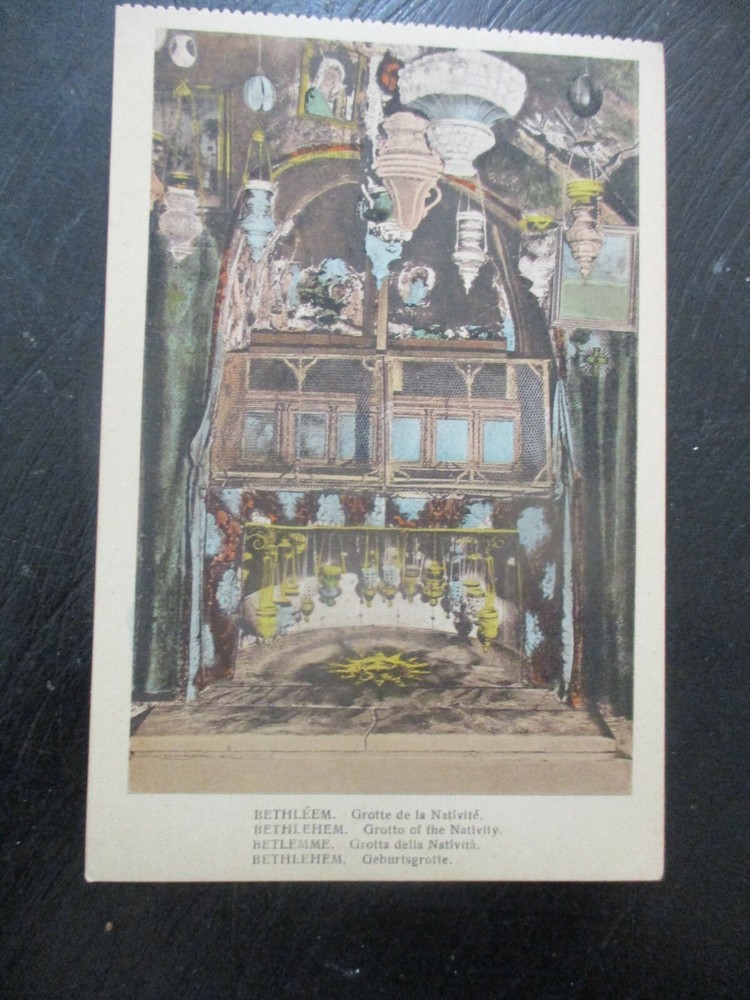 An old post card: Bethlehem, Grotto of the Nativity, Palestine, 30's.