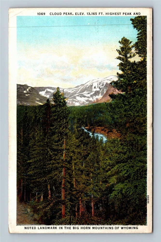 Cloud Peak, Noted Landmark Big Horn Mountains WY-Wyoming, c1937 Vintage Postcard