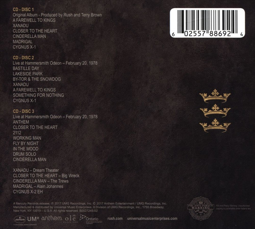 RUSH A FAREWELL TO KINGS [40TH ANNIVERSARY EDITION] [3 CD] NEW CD