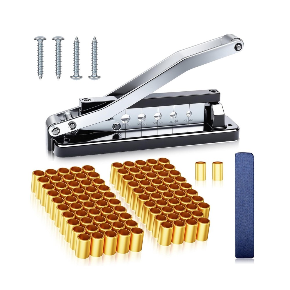 Heavy Duty Bench Hose Crimper Kit with 100 Ferrules (50x 0.593
