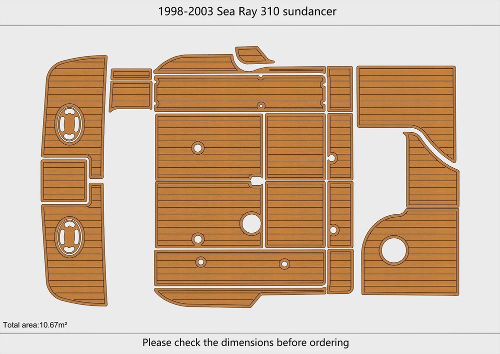 2002 Sea Ray 310 sundancer Cockpit Swim Platform Boat EVA Pads Teak Deck Floor