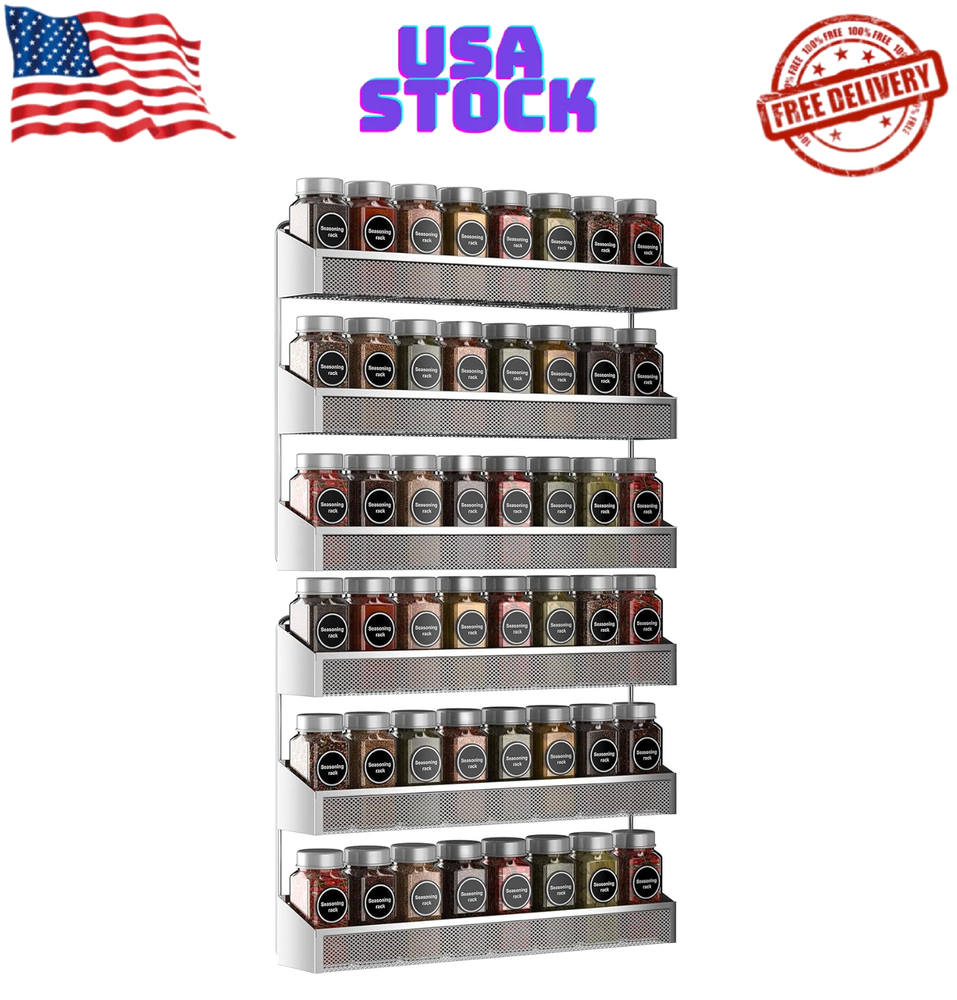 Auledio 2 Pack 3 Tier Spice Rack Organizer Countertop or Wall Mount Storage Stand