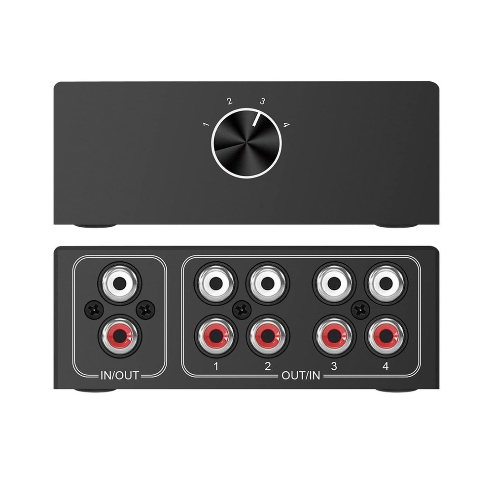 4-Way Stereo L/R Sound Channel Bi-Directional Audio Switcher, 1 in 4 Out or 4...
