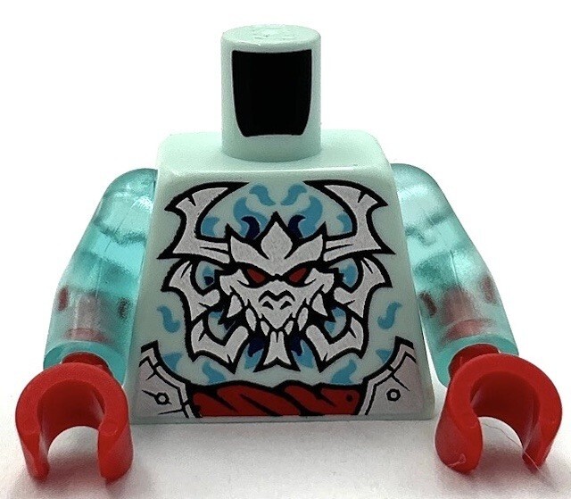 Lego New Minifig Light Aqua Torso Silver Armor Plates Dragon Skull Horns Part