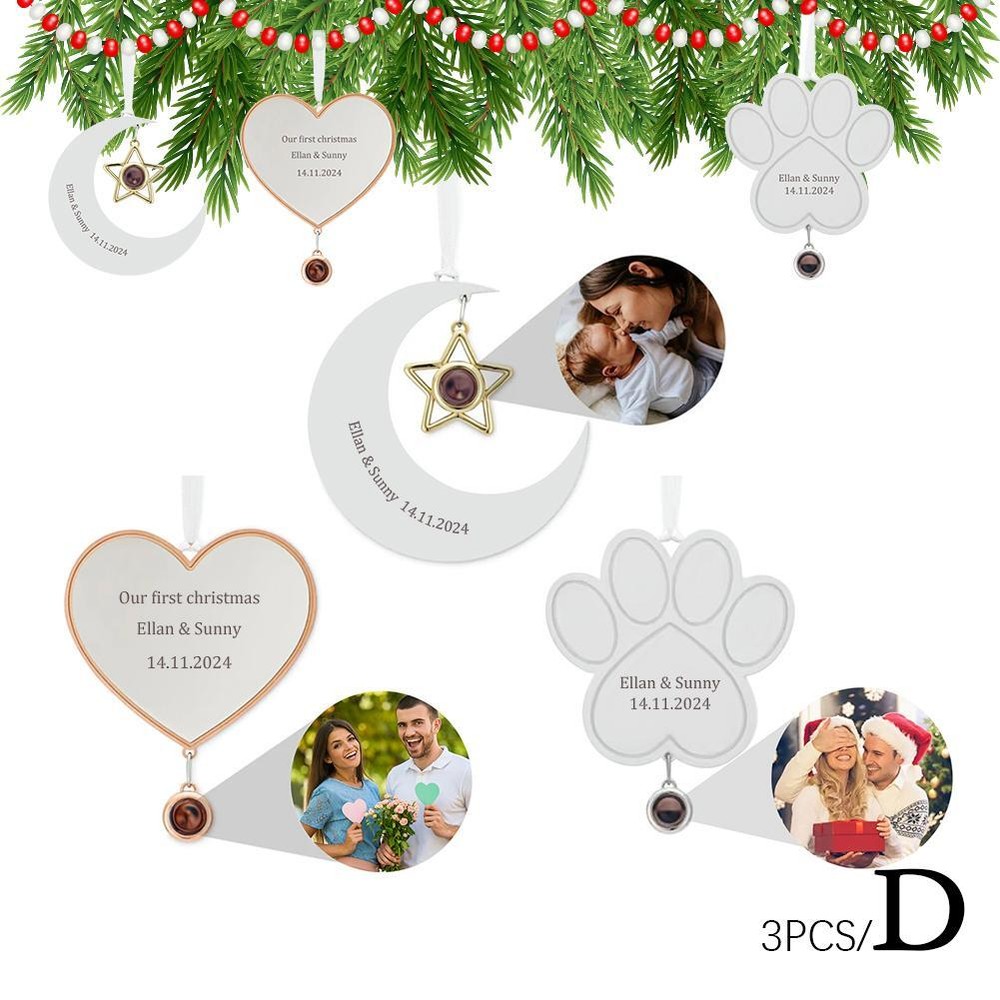 Personalized Photo Ornament Picture Pendant Ribbon Christmas Gift Tree Pendant #