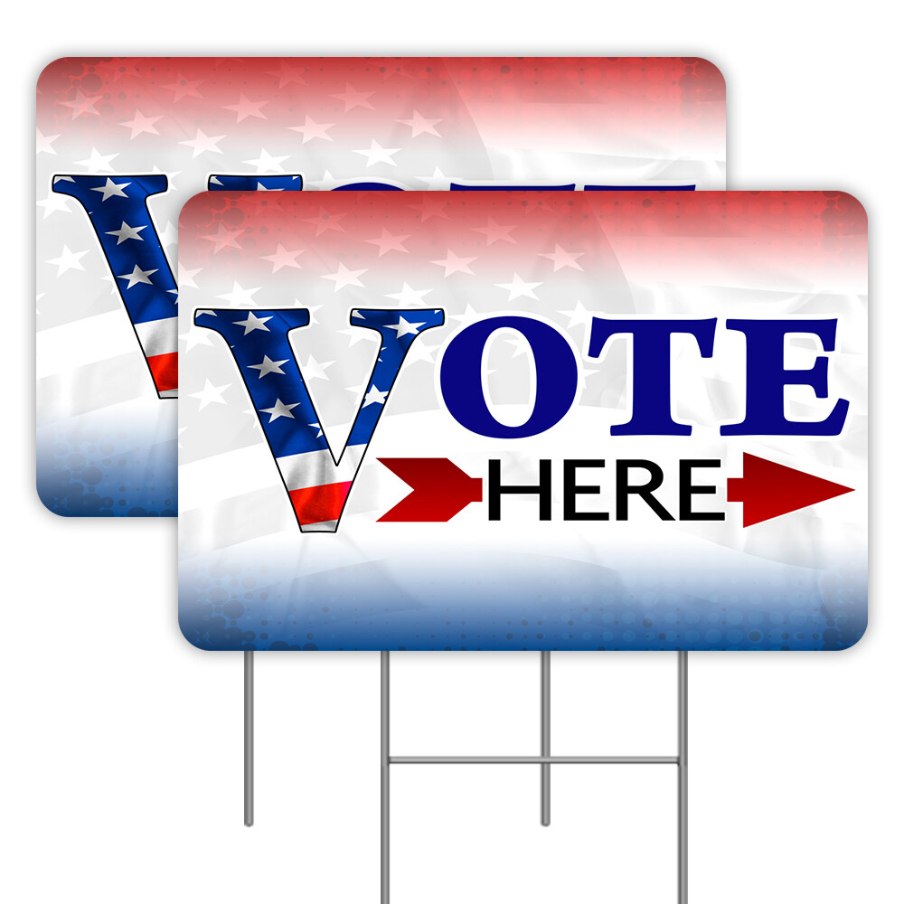 Vote Here Arrow 2 Pack Double-Sided Yard Signs 16