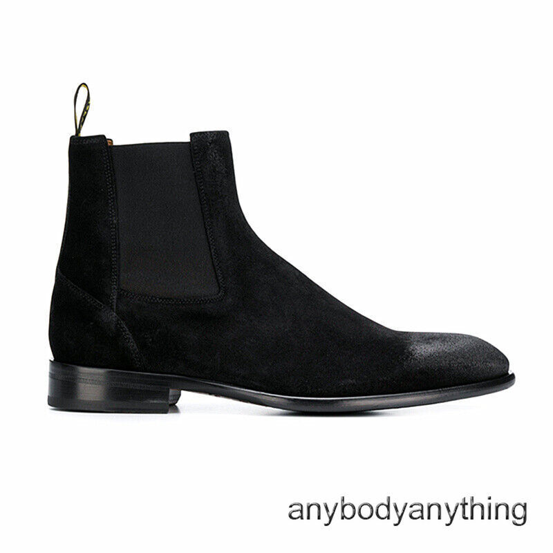 Retro American Style Men Real Leather Chelsea Ankle Boots Casual Pull on British